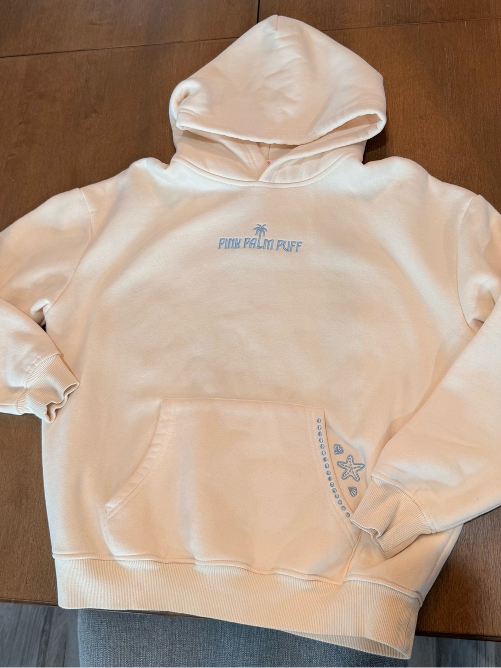 EUC- Pink Palm Puff x Embreigh Courtlyn - In the Moment Hoodie
